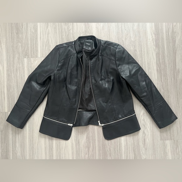 Liverpool Moto Jacket Women’s Large Black Vegan Leather Zip-Off - Picture 2 of 8